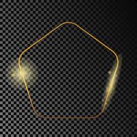 Gold glühend gerundet Pentagon gestalten Rahmen vektor