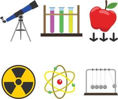 Schule Gegenstand Symbole - - Englisch, Kunst, Mathematik, Erdkunde, physisch Ausbildung, Geschichte, Wissenschaft, Information Technologie und Musik- vektor