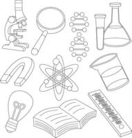 Schule Gegenstand Symbole - - Englisch, Kunst, Mathematik, Erdkunde, physisch Ausbildung, Geschichte, Wissenschaft, Information Technologie und Musik- vektor