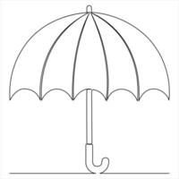kontinuerlig enda linje paraply regn väder konst teckning stil illustration vektor