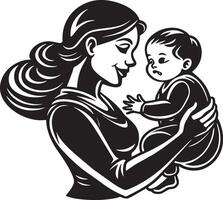 Mutter und Baby. Mutterschaft. Illustration im Weiß Hintergrund vektor