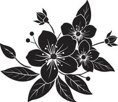 schwarz und Weiß Illustration von ein Strauß von Blumen mit Blätter. vektor