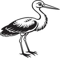 stork - svart och vit tecknad serie illustration av stork för färg bok vektor