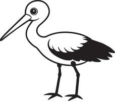 Storch - - schwarz und Weiß Karikatur Illustration von Storch zum Färbung Buch vektor