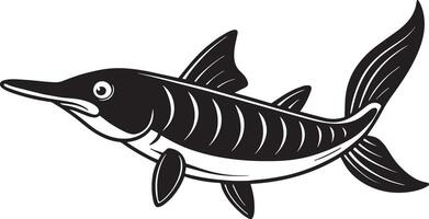 Svärdfisk fisk - svart och vit illustration, isolerat på vit bakgrund vektor