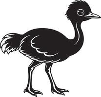 schwarz und Weiß Illustration von ein Emu auf ein Weiß Hintergrund vektor