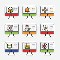 Linie Symbol von mehrere Dashboards. einfach Gliederung Stil. Benutzer Panel Vorlage, Daten Analyse, Agentur, Graph, Geschäft linear Zeichen, Ingenieur. vektor