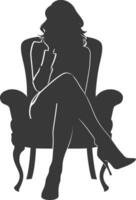 Silhouette Frau Sitzung im das Stuhl schwarz Farbe nur vektor