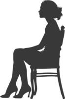 Silhouette Frau Sitzung im das Stuhl schwarz Farbe nur vektor