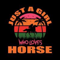 bara en flicka vem förälskelser häst t skjorta design vektor