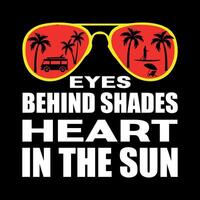 Augen hinter Schatten Herz im das Sonne t Hemd Design vektor
