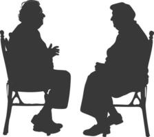 Silhouette Alten Mann und Alten Frauen wurden Sitzung während reden schwarz Farbe nur vektor