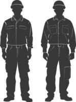 Silhouette Mann Arbeitskräfte tragen Overall schwarz Farbe nur vektor