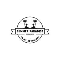 Strand Insel Logo Sommer- Urlaub Jahrgang retro Stil vektor