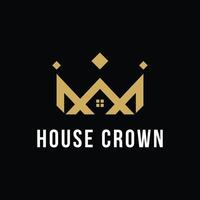 Haus Krone Logo Design Gold Luxus Konzept Idee vektor