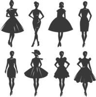 Silhouette Frauen Kleider schwarz Farbe nur vektor