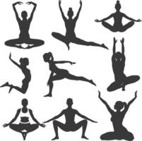 silhuett yoga företag svart Färg endast vektor