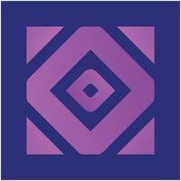 fyrkant låda logotyp ikon med tryangels. geometrisk violett pastell, lila symbol logotyp på lila ikon. vektor