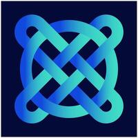 Multiplikation Logo im Kreis, Knoten, Kreuz im Kreis Logo, Knoten auf das dunkel Blau Hintergrund. keltisch Knoten auf ein Knoten. Hintergrund Farben Händler Marine Blau, bianchi Grün, Vergessenheit, Fluss Blau vektor