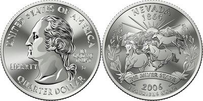 amerikanisch Geld Quartal 25 Cent Münze Nevada vektor