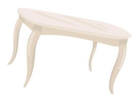 vit tabell i platt design. skrivbord med böjd ben för kök eller dining rum. illustration isolerat. vektor