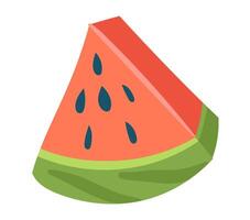 Wassermelone Stück im eben Design. Sommer- saftig Frucht, köstlich Nachtisch. Illustration isoliert. vektor