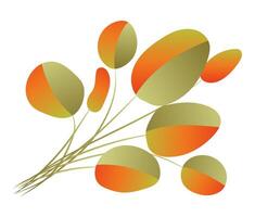 abstrakt Herbst Blätter im eben Design. Orange und Grün Laub Ast. Illustration isoliert. vektor