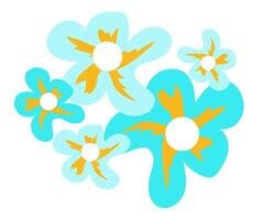 Blau Gänseblümchen Blume Köpfe im eben Design. abstrakt Blühen Strauß. Illustration isoliert. vektor
