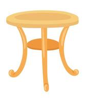 runda tabell i platt design. trä- skrivbord med böjd ben för interiör. illustration isolerat. vektor