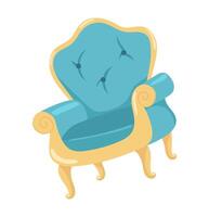 kunglig fåtölj i platt design. lyx årgång möbel med böjd element. illustration isolerat. vektor