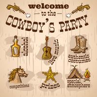 cowboy party set vektor