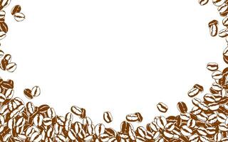 Kaffee Hintergrund. Kaffee Bohnen im Rahmen, Grenze. Kaffee Bohnen Hintergrund. Kaffee Bohnen Illustration zum Verpackung. vektor