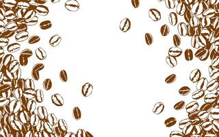 kaffe bakgrund. kaffe bönor i ramar, gräns. kaffe bönor bakgrund. kaffe bönor illustration för förpackning. vektor