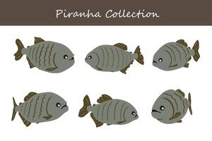 piranha samling. piranha i annorlunda poserar. vektor