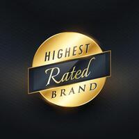 högsta rated varumärke gyllene märka eller bricka design vektor