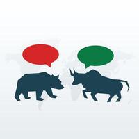 Stier und Bär mit Plaudern Symbol zum Lager Markt vektor
