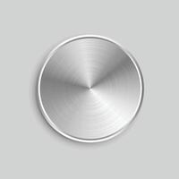 cirkulär realistisk metall knapp med borstat stål yta vektor