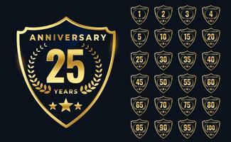 Prämie golden Jahrestag Logo groß Sammlung Design vektor