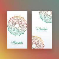 vit kort med färgrik mandala dekoration vektor