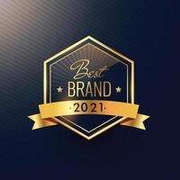 Beste Marke von 2021 golden Etikette Design vektor