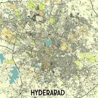 Hyderabad, Indien Karta affisch konst vektor