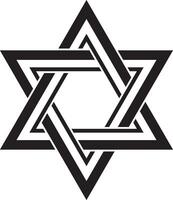 schwarz einfarbig jüdisch National Ornament. Star von David. semitisch Volk Muster. israelisch ethnisch Zeichen vektor
