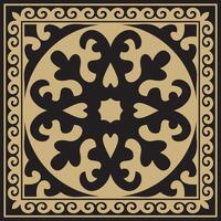 golden mit schwarz Platz kazakh National Ornament. ethnisch Muster von das Völker von das großartig Steppe, Mongolen, Kirgisen, Kalmücken, Burjaten. vektor