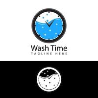 tvätt tid logotyp mall design vektor i isolerade bakgrund