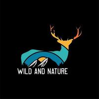 Wild und Natur, Slogan-Zitat-T-Shirt-Design, Abenteuerbergwandern vektor