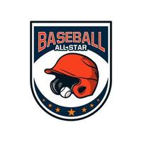 baseball badge logotyp emblem mall all star hjälm och boll vektor