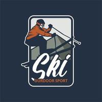 Ski-Outdoor-Sport-Design-Abzeichen-T-Shirt-Logo-Illustration-Vektor-Patch für Clubteam vektor