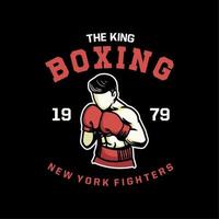 der König Boxen T-Shirt Design Illustration Vektor Stil Vintage Boxer