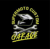 supermmoto anpassad garage t-shirt design illustration affisch vektorgrafik vektor