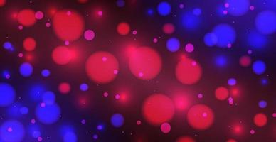 abstrakter blauer und roter Bokeh-Hintergrund mit defokussierten Kreisen und Glitzer. Dekorationselement für Weihnachten und Neujahr, Grußkarten, Webbanner, Poster - Vektor